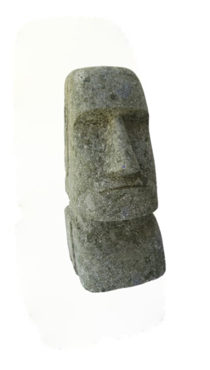 Moai 30 cm handgeschlagen grüner Basanit Unikat