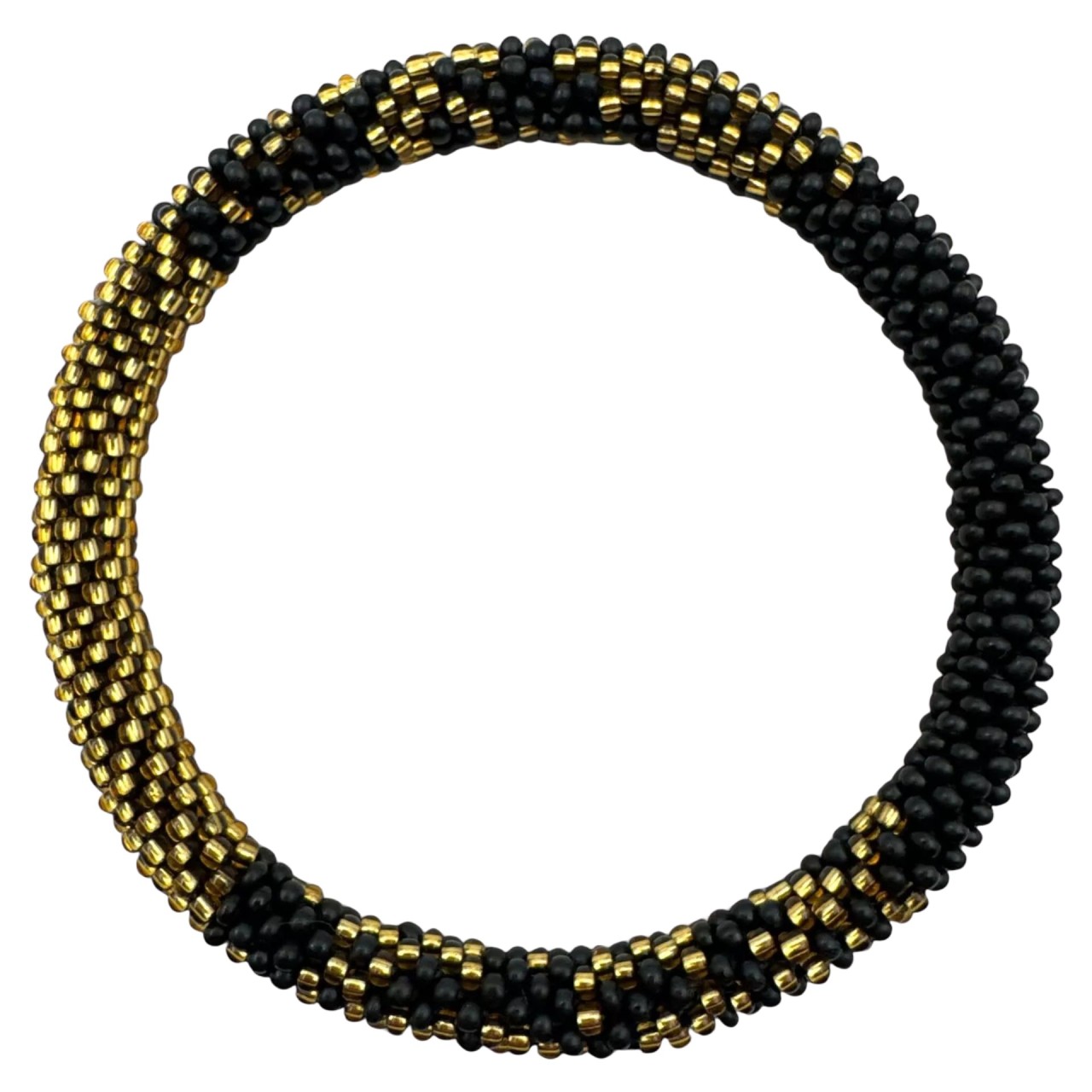 Edles Glasperlenarmband schwarz-gold N23 – Maison Kizo