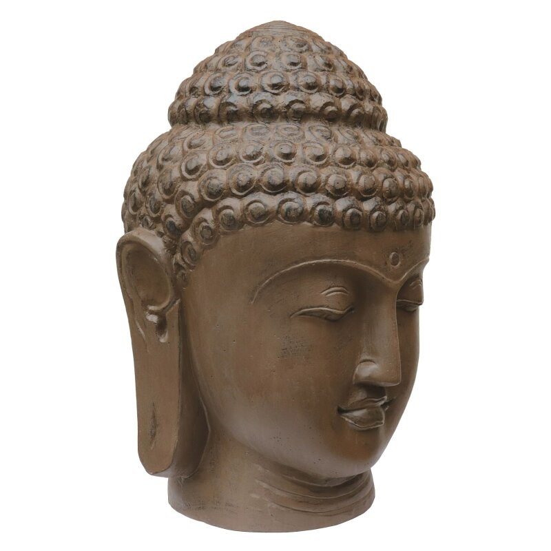 Steinfigur Buddha Kopf 80cm braun antik gegossen winterhart