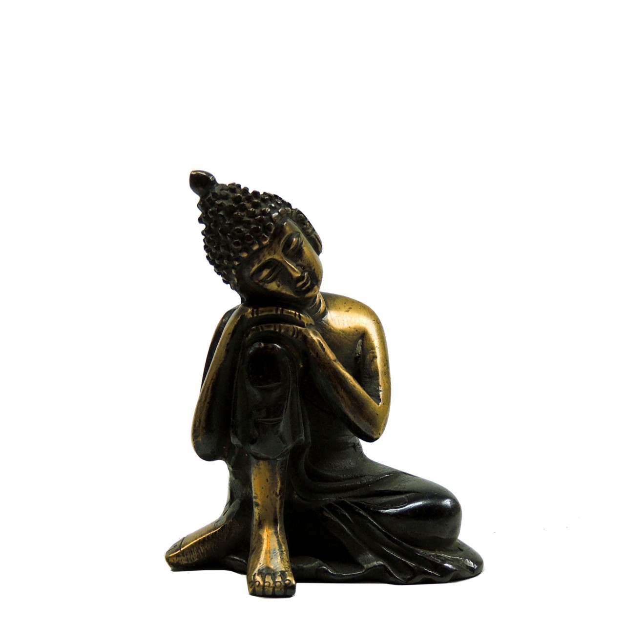 Sleeping Buddha Messing braun goldfarben 9cm