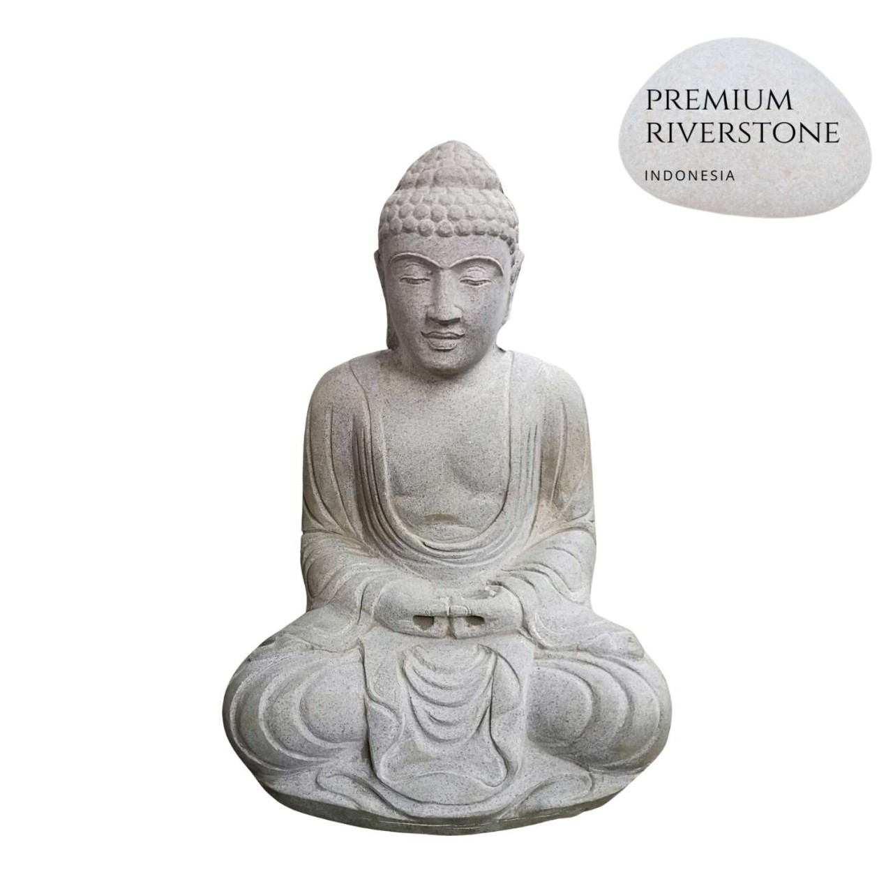 Buddha sitzend Japan Modell B 60 cm Flussstein Indonesien