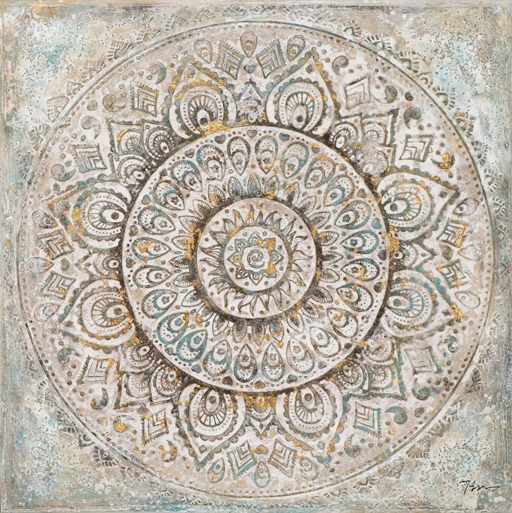 Wandbild - Orient Mandala - auf Leinwand - 100 x 100 - handbearbeitet
