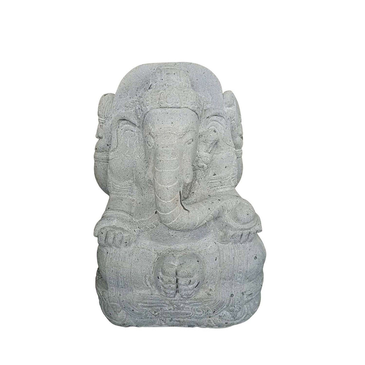 Gartenfigur Steinfigur Ganesha sitzend 75cm Flussstein
