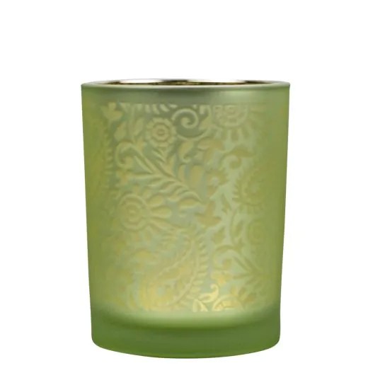 Exquisites Windlicht in erfrischendem Grün - Paisley Muster