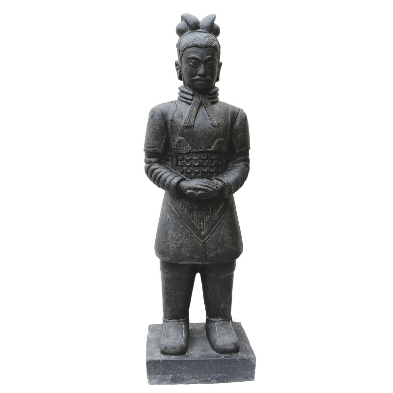 Chinesischer Krieger stehend 150 cm schwarz Steinguss