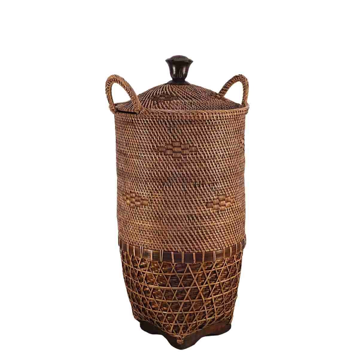 Wäschekorb Canggu 75 cm / ∅ 40 cm mit Deckel Rattan/Bambus