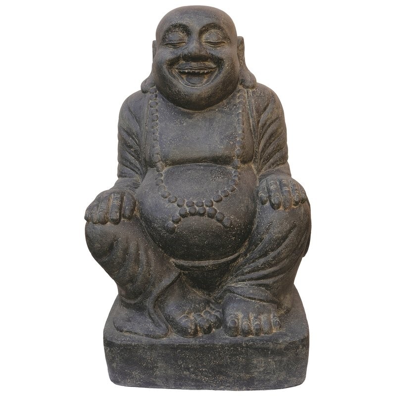 Lucky Buddha sitzend - 100 cm - Steinguss - Indonesien