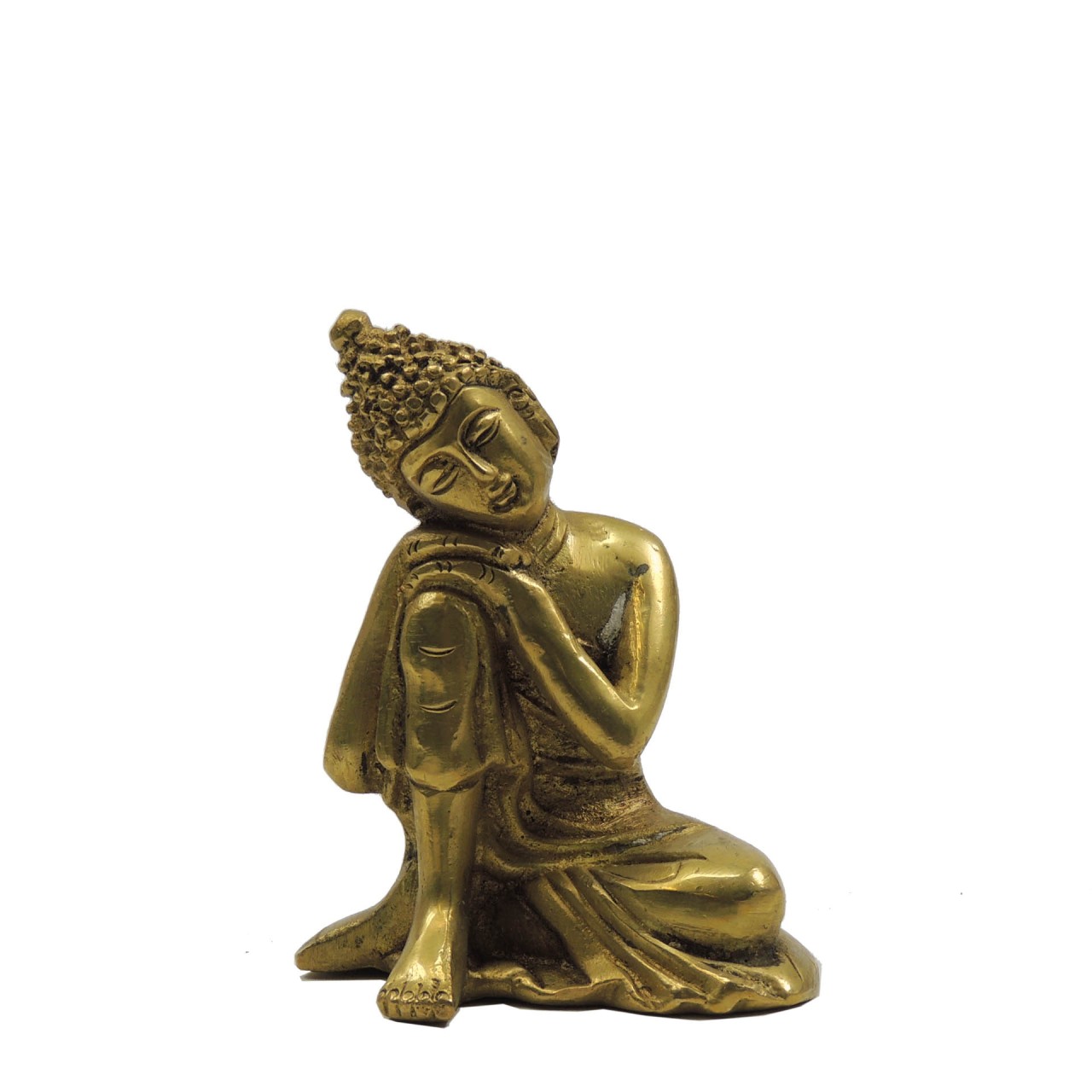Messingfigur "Sleeping Buddha" ca. 9 cm - goldfarben - Handwerk Indien