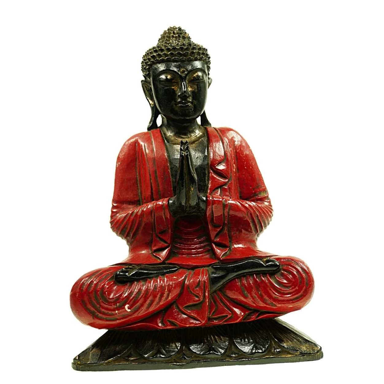 Holzfigur Buddha Lamruam Rot 50cm Suarholz