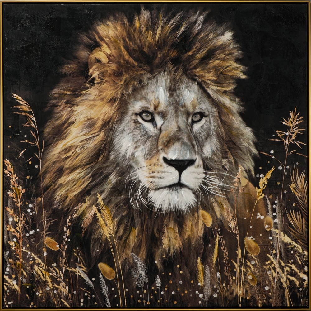 Wandbild - König der Tiere - auf Leinwand - 102.5 x 102.5 - handbearbeitet