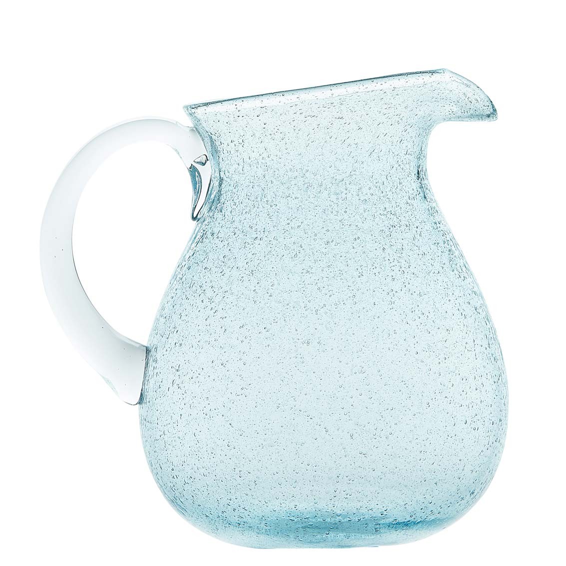 Glas Krug mit Henkel hellblau mundgeblasen 1600ml