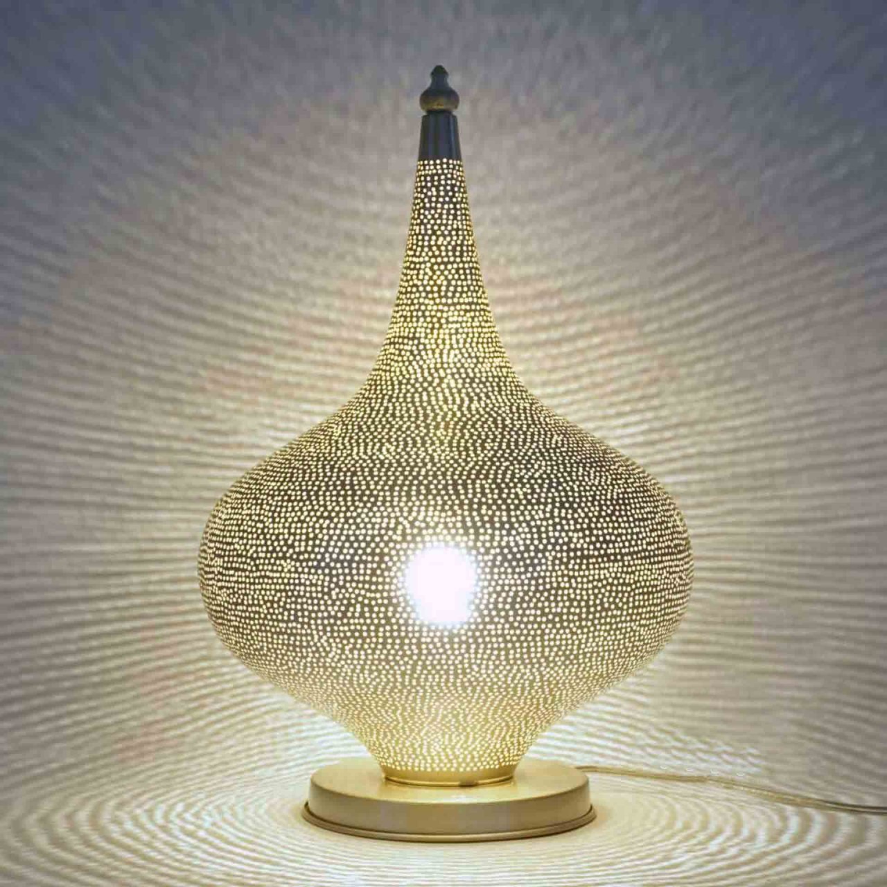 Bodenlampe Puna Dots XL 40cm versilbert Handwerk sweet mint