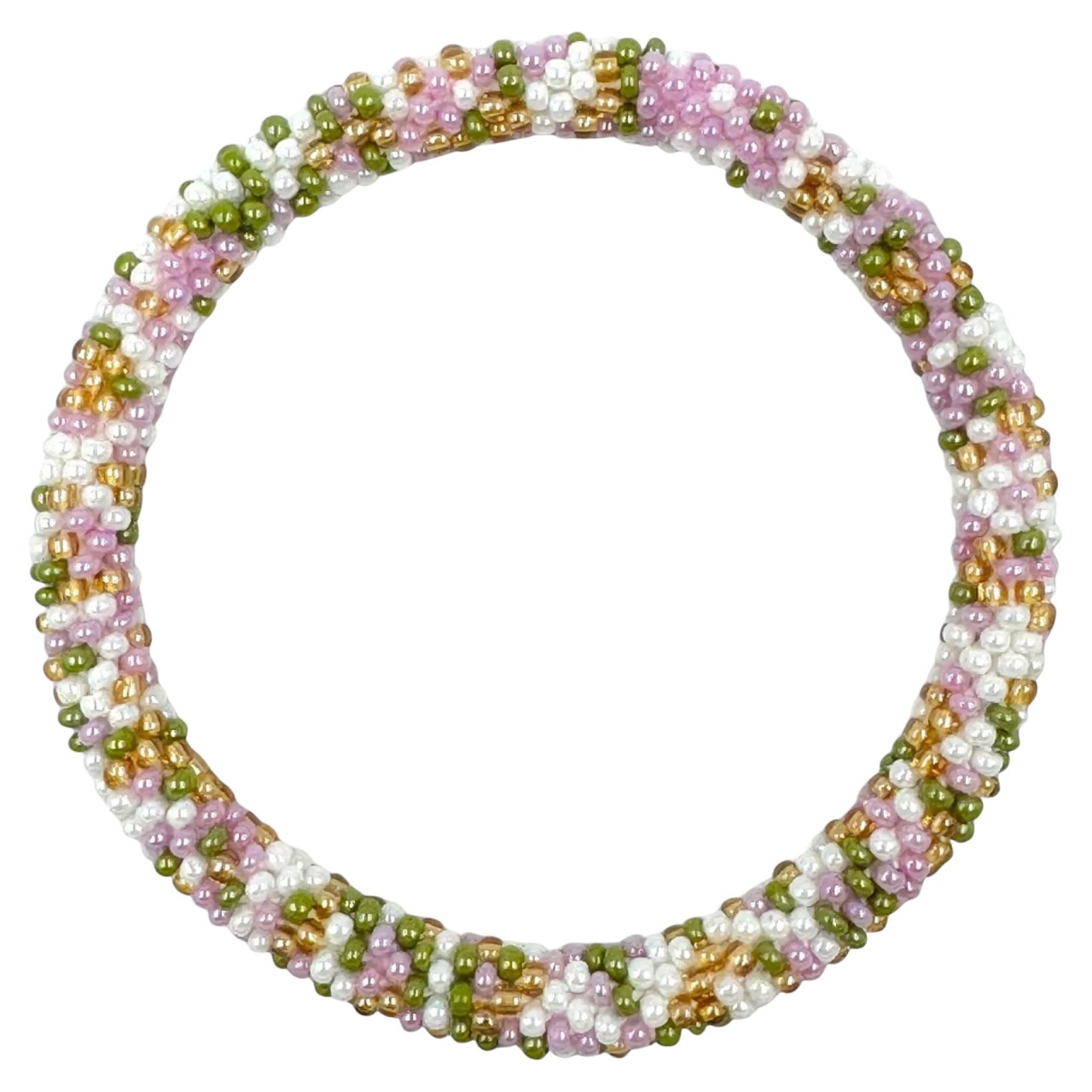 maison kizo Glasperlenarmband Pastell Grün Rosé Weiß