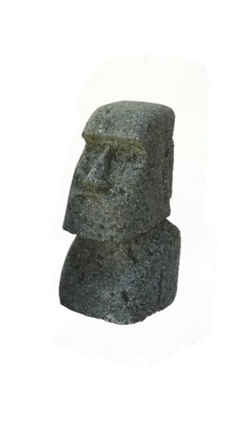 Moai 20 cm handgeschlagen grüner Basanit Unikat
