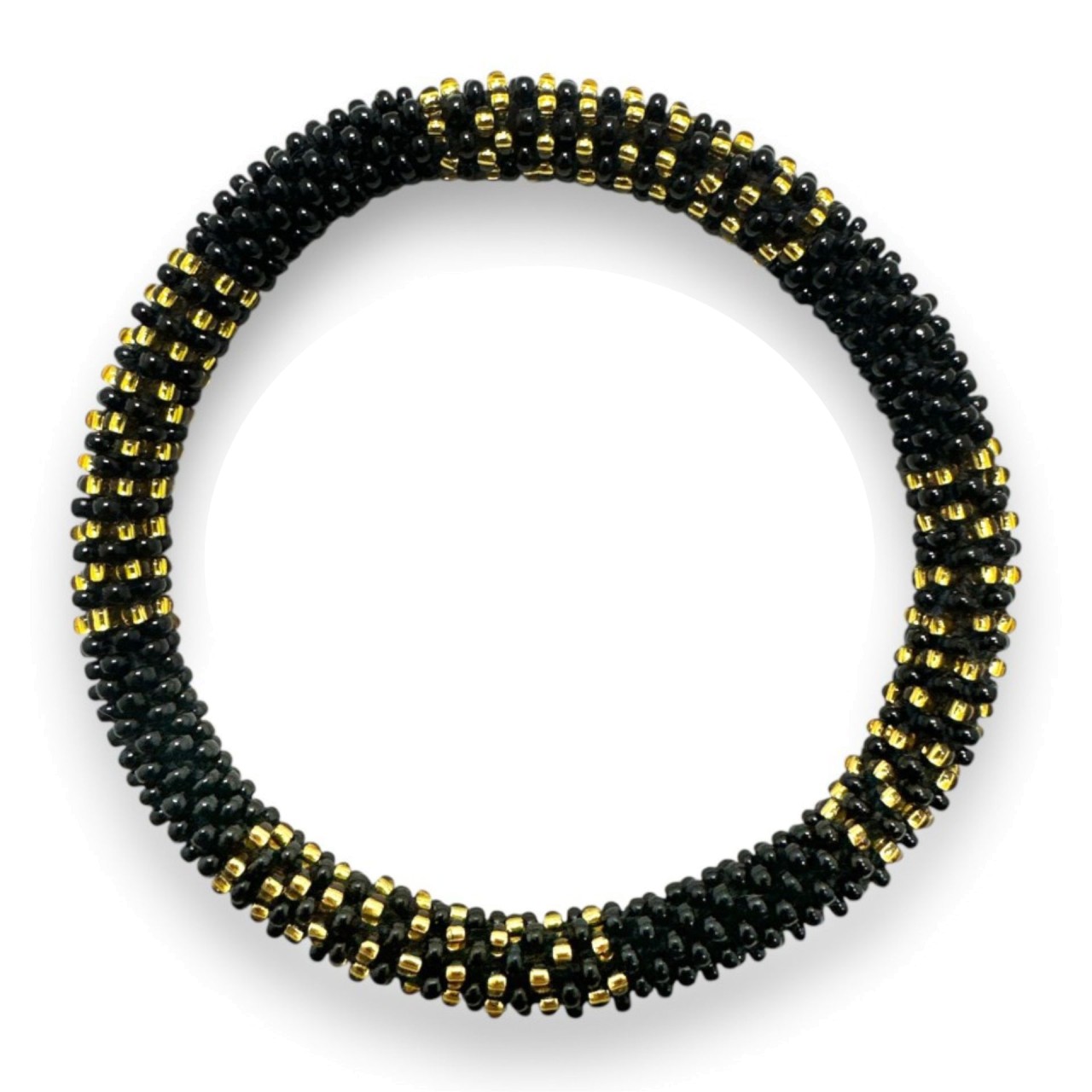 Glasperlenarmband Black-Stripe – Nepal handmade